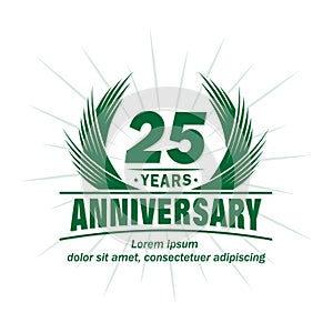 25 years anniversary. Elegant anniversary design. 25th years logo. photo