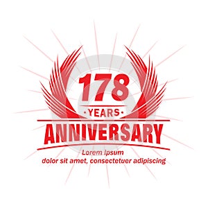 178 years anniversary. Elegant anniversary design. 178th years logo.