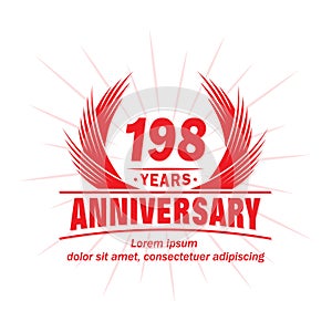 198 years anniversary. Elegant anniversary design. 198th years logo.