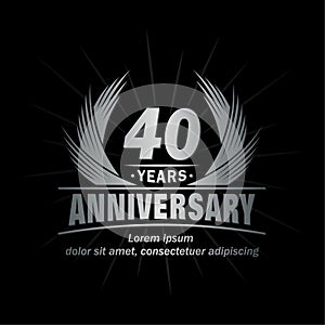 40 years anniversary. Elegant anniversary design. 40th years logo. photo