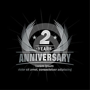 2 years anniversary. Elegant anniversary design. 2nd year logo. photo