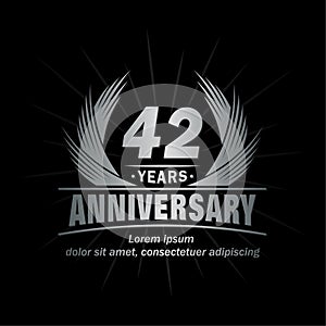 42 years anniversary. Elegant anniversary design. 42nd years logo.