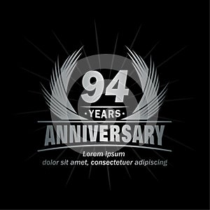 94 years anniversary. Elegant anniversary design. 94th years logo. photo