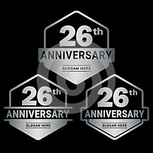 26 years anniversary celebration logotype. 26th anniversary logo collection