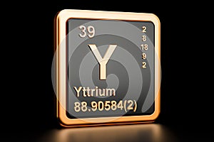 Yttrium Y chemical element. 3D rendering