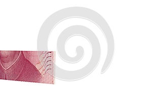 Yuan banknote transition with parallax effect on transparent alpha channel background. Cinematic view transition for financial or