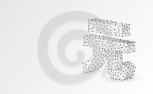 Yuan currency sign, digital origami 3d illustration. Polygonal Vector China money symbol. Business, data cash, finance