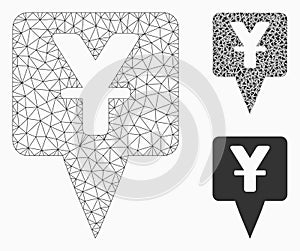 Yuan Map Pointer Vector Mesh 2D Model and Triangle Mosaic Icon