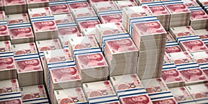 Yuan packs background. Growth of income and financial prosperity concept