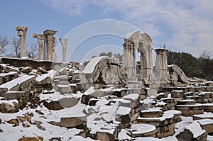Yuanmingyuan Ruins in snow