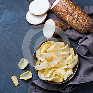 Yucca, yuca, cassava, manioca, mandioca chips