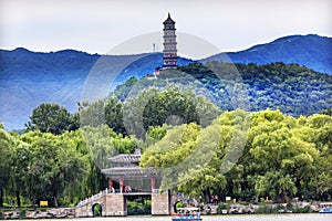 Yue Feng Pagoda Bridge Summer Palace Beijing China