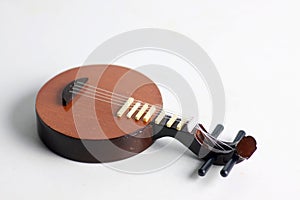 Yueqin isolated on white background flat lay