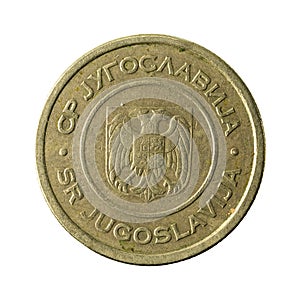 5 yugoslav dinar coin 2002 reverse isolated photo