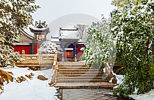 Yuhua temple be covered with snow