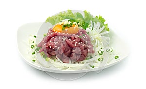 Yuk Hoe Korean raw Beef Tartar with Sesame oil