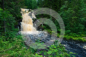 Yukankoski waterfall White bridges on the river Kulismayoki, Russia