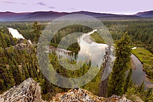 Yukon Canada taiga wilderness and McQuesten River