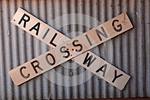 Railway crossing sign. Yulara. Northern Territory. Australia photo