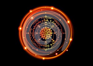 Wheel of the Year is an annual cycle of seasonal festivals, enneagram by many modern Pagans. Wiccan calendar and holidays. Compass photo