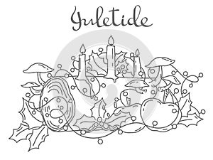 Yule log, outline vector illustration