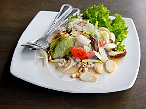 Yum Hed Con, Thai Mushroom and Mix Vegetables Spicy Salad, photo