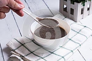 Yummy Asian food black sesame porridge