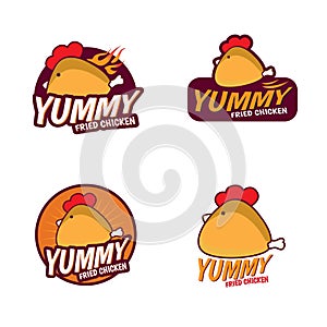 Yummy Fried chicken logo vector set design