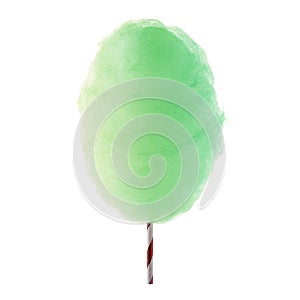 Yummy green cotton candy isolated on white