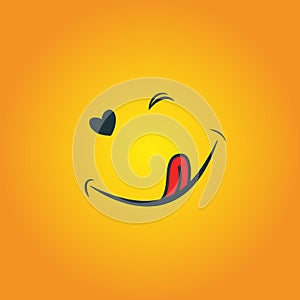 Yummy icon. Hungry smiling face with mouth and tongue emoji. Delicious, healthy funny lunch tasty mood smile avatar