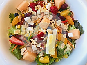 Yummy mixed fruit and vegetable salad.