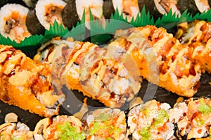 Yummy suchi rolls ready to eat