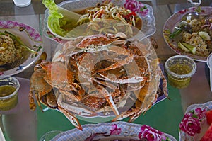 Yummy menu is boiled blue swimming crab dish