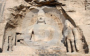 Buddha statue in Cave 20 at Yungang Grottoes near Datong in Shanxi Province, China