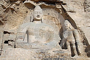 Buddha statue in Cave 20 at Yungang Grottoes near Datong in Shanxi Province, China