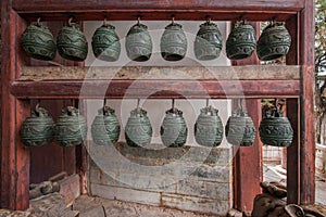 Yunnan Honghe Prefecture Jianshui Temple Great Hall courtyard bells