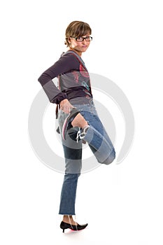 Yuppie girl standing - kick photo