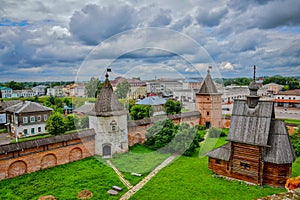 Cloud day in Yuriev-Polsky Kremlin courtyard