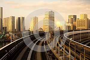 Yurikamome elevated train line in Tokyo