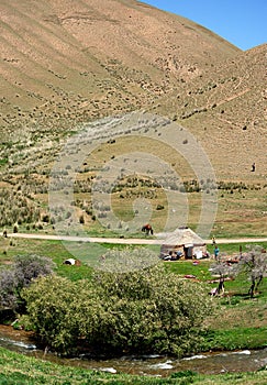 Yurt in Kyrgyzstan landscape