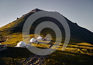 Yurt nomad house resort at mountain valley in Kazakhstan