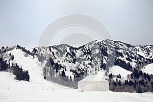 Yurt in the northern utah mountains in the winter