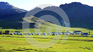 Yurt settlements, Terkhiin Tsagaan Lake, central mongolia