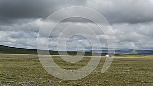 Yurt Steppe Clouds Mongolia