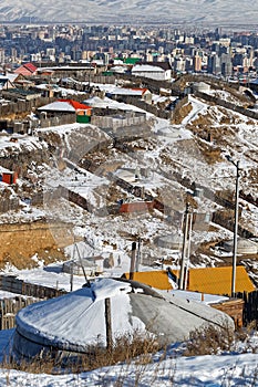 A yurt of the suburbs and Ulaan Baatar city center