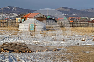 Yurt and the village, Mongolia