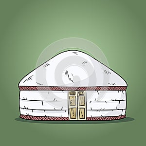 Yurta of nomads. Turk nomad tent yurt house illustration