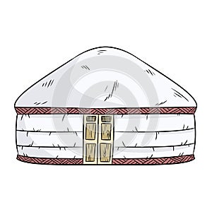 Yurta of nomads. Turk nomad tent yurt house illustration