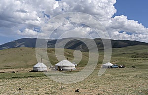 Yurts in Steppe of Mongolia