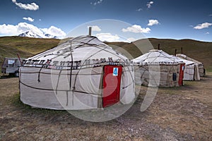 Yurts in the village on the road trip from Osh Kyrgyzstan
